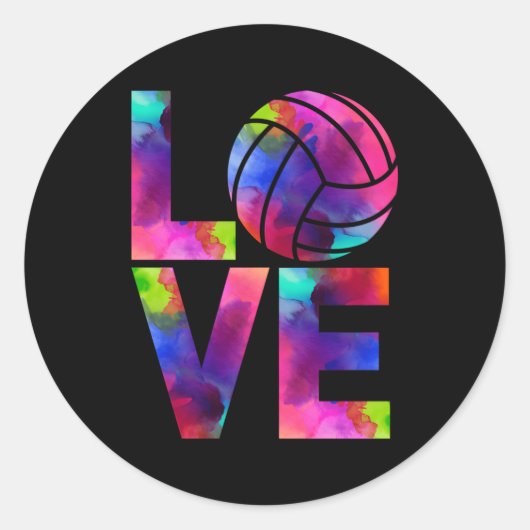 Liefde Volleybal Waterverf Team Tournat Ronde Sticker (Voorkant)