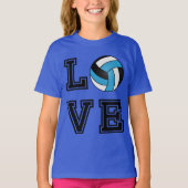 Liefde Volleyball - Baby Blue, White en Black T-shirt (Voorkant)