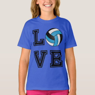Liefde Volleyball - Baby Blue, White en Black T-shirt
