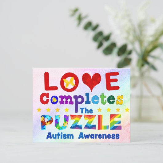 Liefde voltooit de puzzle briefkaart (Staand voorkant)