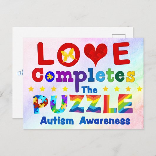 Liefde voltooit de puzzle briefkaart (Voorkant / Achterkant)