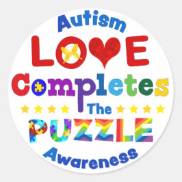 Liefde voltooit de puzzle ronde sticker