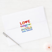 Liefde voltooit de puzzle vierkante sticker (Envelop)