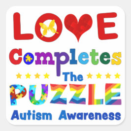 Liefde voltooit de puzzle vierkante sticker