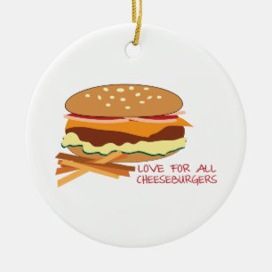 Liefde voor alle cheeseburgers keramisch ornament