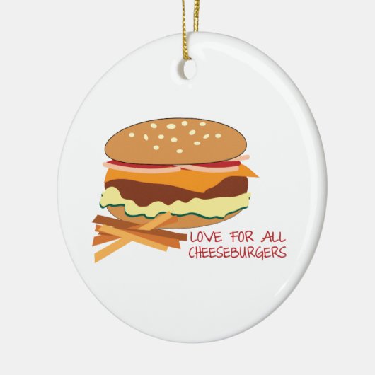 Liefde voor alle cheeseburgers keramisch ornament (Links)