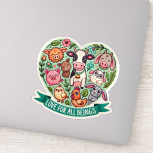Liefde voor alle wezens - Vegan Design Sticker