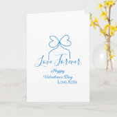 Liefde Voor altijd blauwe strik gelukkige Valentij Kaart (Gele Bloem)