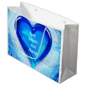Liefde voor altijd en altijd blauw hart groot cadeauzakje (Voorkant Gekanteld)