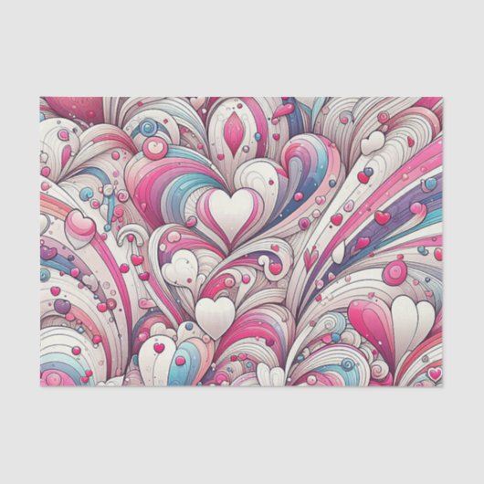 Liefde voor altijd harten patroon tissuepapier (Voorkant)