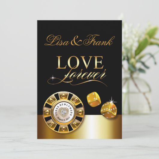 Liefde voor altijd Las Vegas Huwelijk | goud zwart Kaart (Staand voorkant)