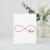 Liefde voor altijd, rood oneindig teken, nooit ein briefkaart (Staand voorkant)