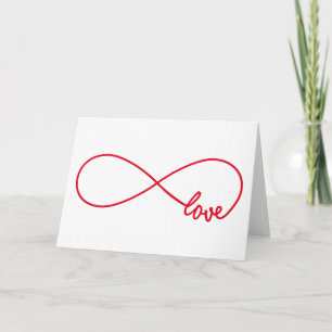 Liefde voor altijd, rood oneindigheidsteken, feestdagen kaart