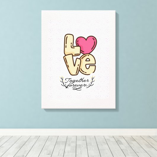 Liefde voor altijd samen quote canvas afdruk (Insitu (Houten vloer))