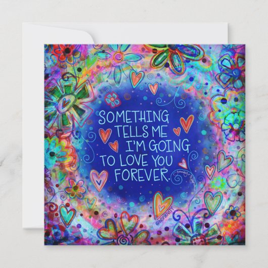 Liefde voor altijd Valentijnsdag Schattige Blauwe  Notitiekaartje (Voorkant)