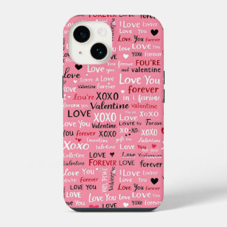 Liefde Voor Altijd - Valentijnsdag Typografie Patr iPhone 14 Hoesje