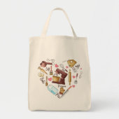 Liefde voor Bakken Hart Waterverf Tote Bag (Voorkant)