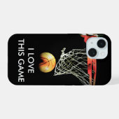 Liefde voor Basketbal iPhone 15 Case (Achterkant horizontaal)