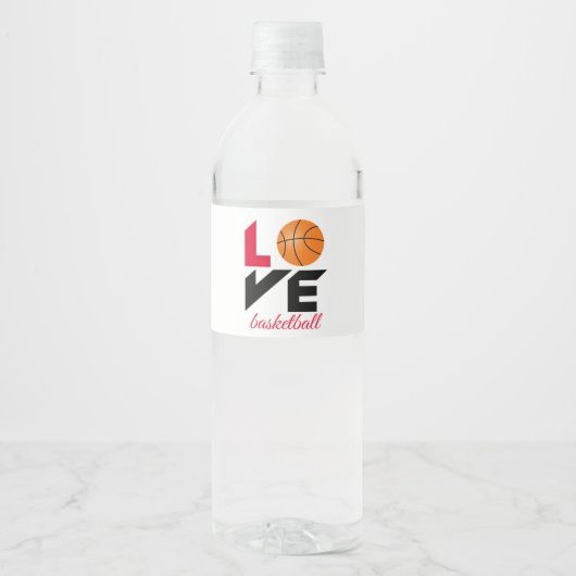 Liefde voor basketbal waterfles etiket (Voorkant)