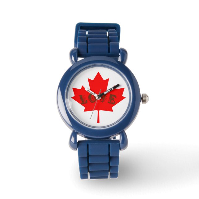 liefde voor Canada Day Red maple leaf watch Horloge (Voorkant)