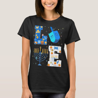 Liefde voor Chanukah Hanukkah Menorah Jood 1 T-shirt