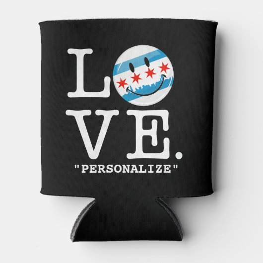 Liefde voor Chicago Lachende Vlag Blikjeskoeler (Voorkant)