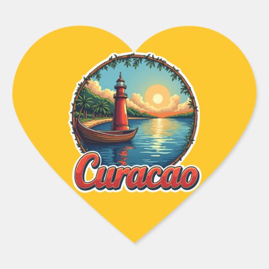 Liefde voor curaçao abc-eiland hart sticker (Voorkant)