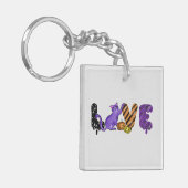 Liefde voor Cute Cat voor Halloween Sleutelhanger (Voorkant Links)