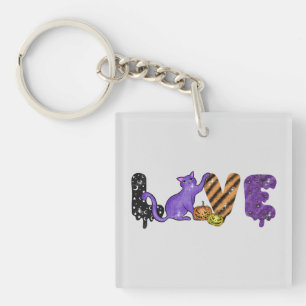 Liefde voor Cute Cat voor Halloween Sleutelhanger