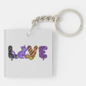 Liefde voor Cute Cat voor Halloween Sleutelhanger (Achterkant)