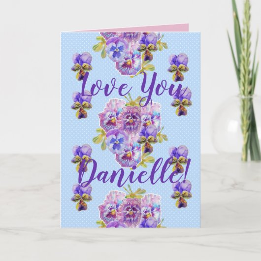 Liefde voor dames Floral Pansy Waterverf Card Kaart (Voorkant)