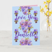 Liefde voor dames Floral Pansy Waterverf Card Kaart (Gele Bloem)