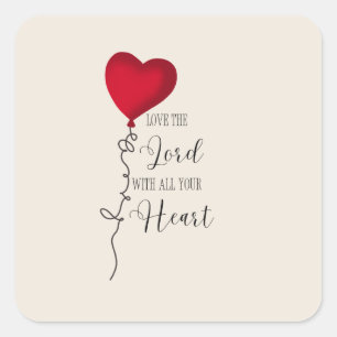 Liefde voor de Heer & Hartballon Vierkante Sticker