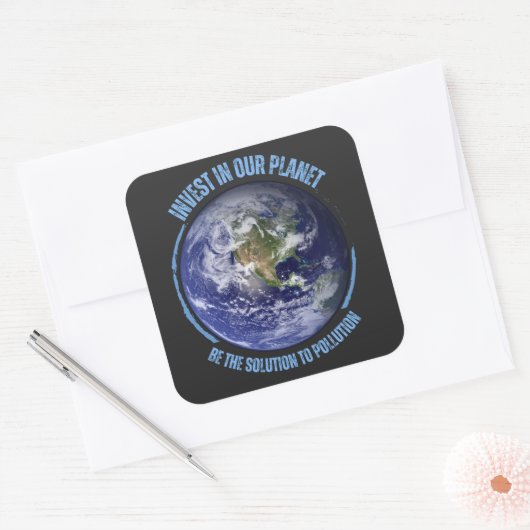 Liefde voor de moderne planeet vierkante sticker (Envelop)