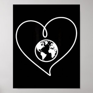 Liefde voor de planeet aarde hart globe minimalist poster