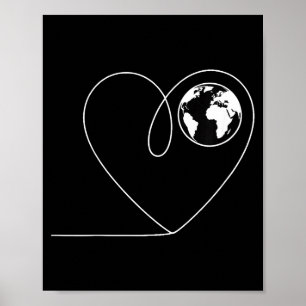 Liefde voor de planeet aarde hart wereldbol minima poster
