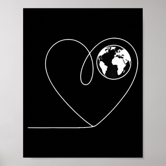 Liefde voor de planeet aarde hart wereldbol minima poster (Voorkant)