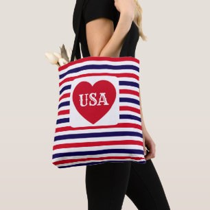 Liefde voor de VS Patriottische Rode Witte Blauwe Tote Bag