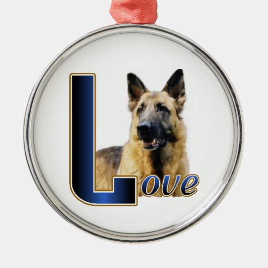 Liefde voor Duitse Herders Metalen Ornament (Voorkant)