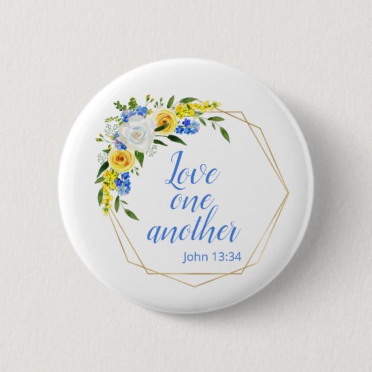 Liefde voor elkaar bloemstuk ronde button 5,7 cm (Voorkant)