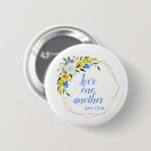 Liefde voor elkaar bloemstuk ronde button 5,7 cm (Voorkant /achterkant)