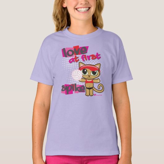 Liefde voor First Spike Volleyball Cat T-shirt (Voorkant)