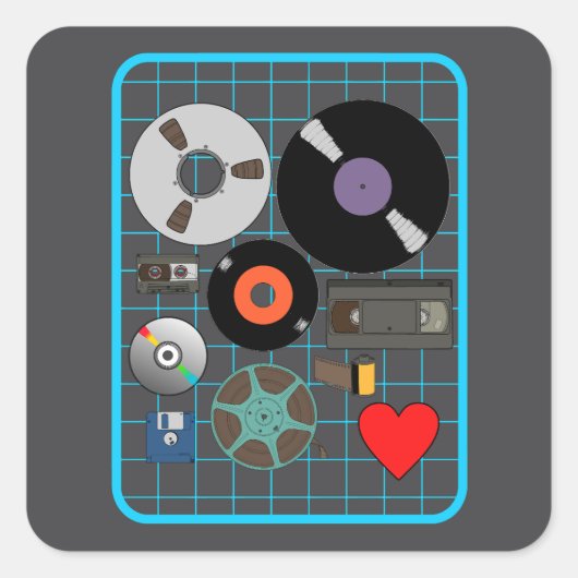 Liefde voor fysieke media vierkante sticker (Voorkant)