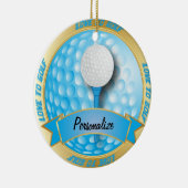 Liefde voor Golf in Blauw | Personaliseren | Voor  Keramisch Ornament (Rechts)