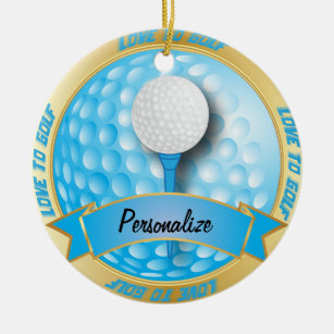 Liefde voor Golf in Blauw   Personaliseren   Voor  Keramisch Ornament