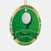 Liefde voor Golf in Groen | Personaliseren Keramisch Ornament (Rechts)