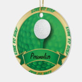Liefde voor Golf in Groen | Personaliseren Keramisch Ornament (Links)