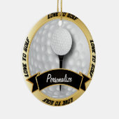 Liefde voor Golf in White | Personaliseren Keramisch Ornament (Rechts)