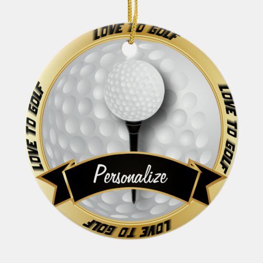 Liefde voor Golf in White | Personaliseren Keramisch Ornament (Voorkant)
