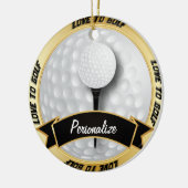 Liefde voor Golf in White | Personaliseren Keramisch Ornament (Links)